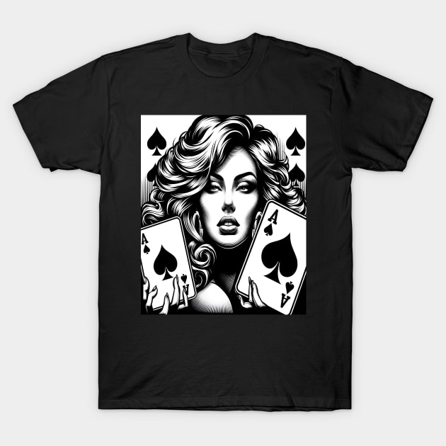 spades card woman poker T-Shirt by justingreen